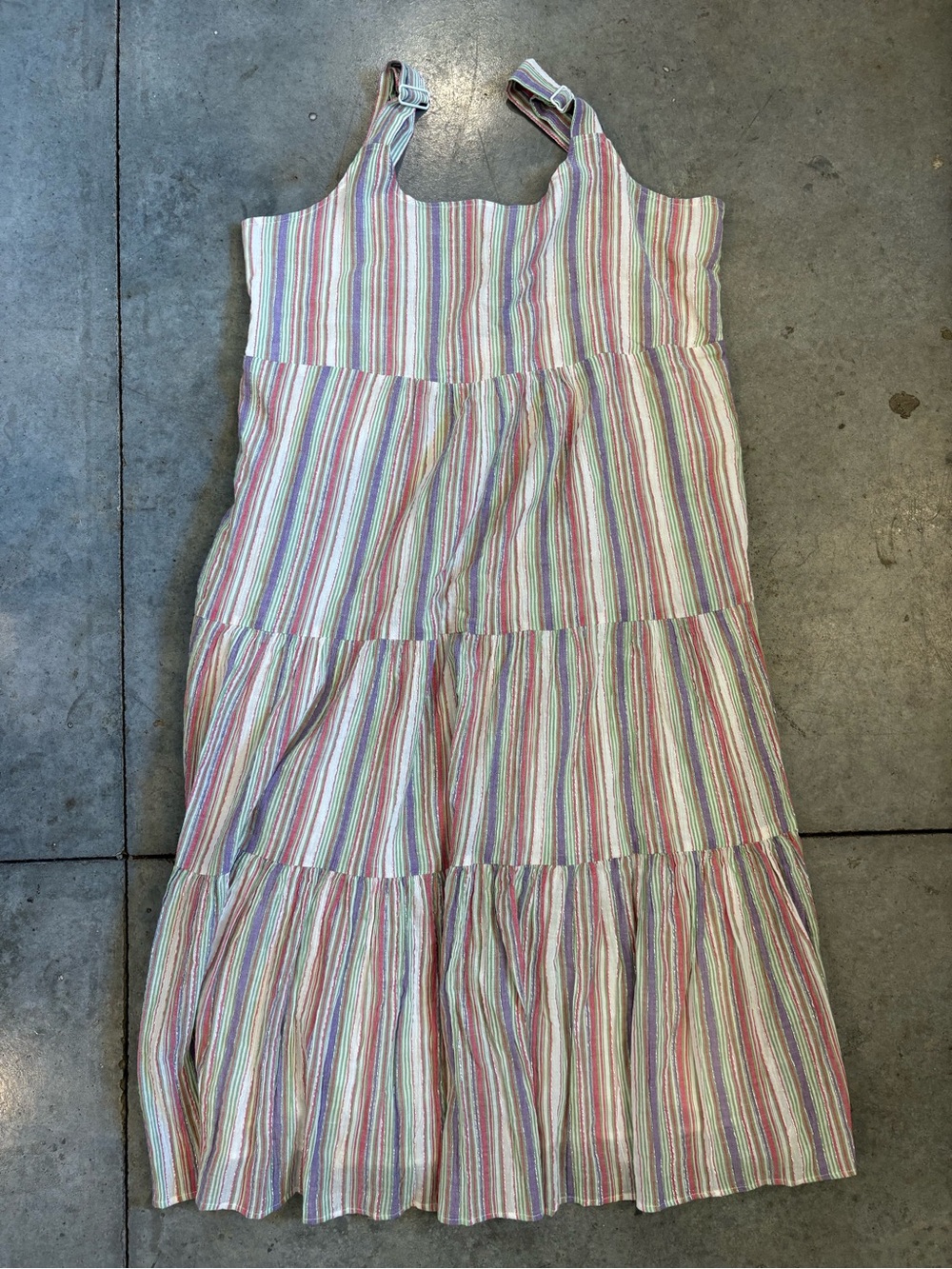 Women’s XL Pastel Multicolor Striped Tiered Sundress